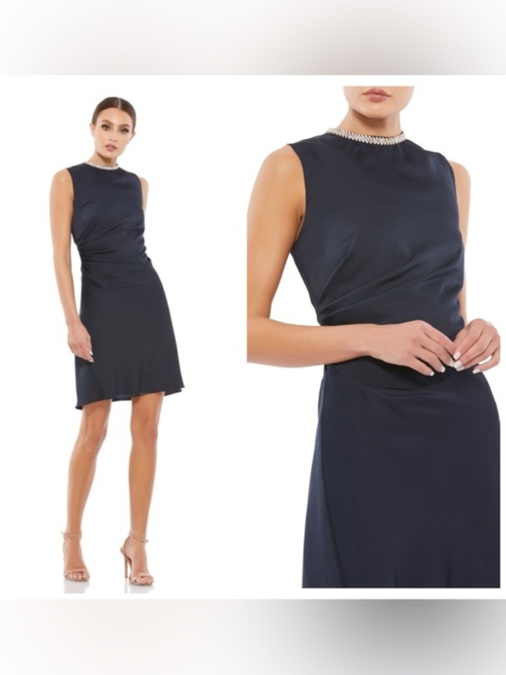 Ieena for Mac Duggal 55697 Beaded Neck Draped Dress Size 2